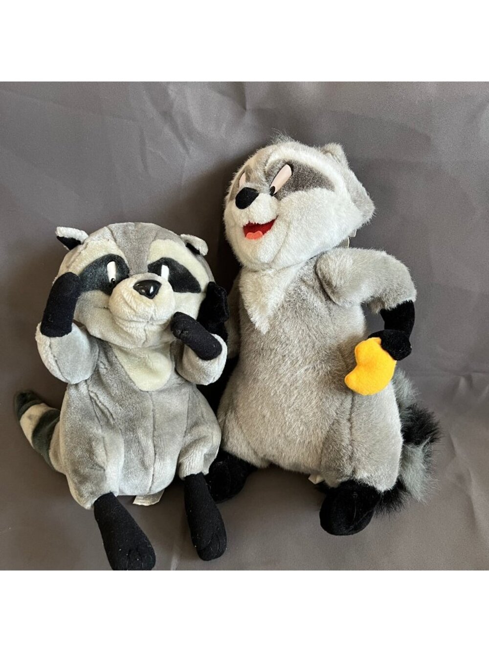 Disney Raccoon Plush Pair - Meeko Pocahontas By Applause & Mouseketoys Disneylan